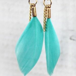 Turquoise Feather Earrings